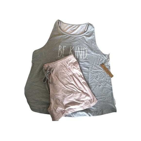 Rae Dunn 2pc Be Kind Racerback Tank & Shorts Set Size L - Picture 7 of 7